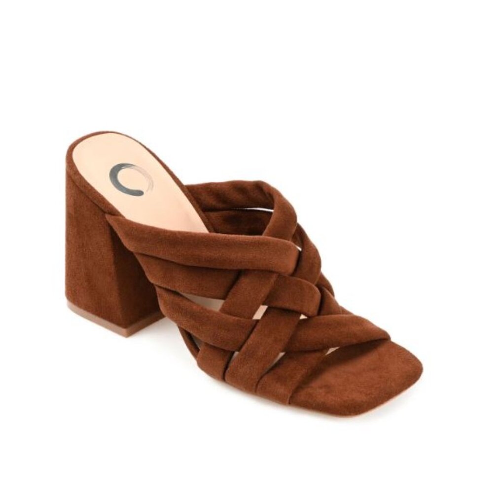 Journee Collection Women's Faux Suede Slip On Dorisa Mule Heels Brown Size 8 NWB